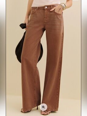 NWT Reformation Brown Sun Faded Mink Wash Slouchy Wide Leg Cary Jeans Sz. 33